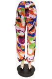 Pink Casual Camouflage Print Patchwork Harlan Mid Waist Harlan Full Print Bottoms