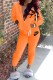 Orange Street Print Letter Hooded Collar Long Sleeve Two Pieces