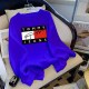 Blue Casual Print Letter O Neck Tops