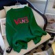 Green Casual Print Letter O Neck Tops