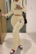 Apricot Street Print Letter O Neck Long Sleeve Two Pieces