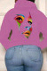 Pink Casual Street Print Patchwork Hooded Collar Tops