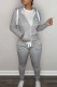 Grey Casual Print Patchwork Hooded Collar Long Sleeve Two Pieces