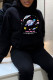 Black Casual Print Patchwork Hooded Collar Tops
