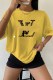 Yellow Casual Print Letter O Neck T-Shirts