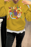 Ginger Casual Print Patchwork O Neck Tops