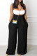 Black Casual Solid Backless Spaghetti Strap Regular Jumpsuits