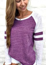 purple Fashion Novelty Casual dates Regular O-Neck Full Slim Tees & T-shirts