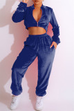 Pink Casual Solid Patchwork Zipper Collar Long Sleeve Two Pieces