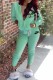 Green Street Print Letter Hooded Collar Long Sleeve Two Pieces