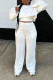 White Casual Solid Patchwork O Neck Long Sleeve Three Pieces