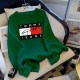 Green Casual Print Letter O Neck Tops
