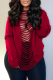 Red Sexy Solid Hollowed Out O Neck Tops