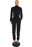 Pink Casual Solid Patchwork Zipper Collar Long Sleeve Two Pieces