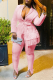 Pink Street Solid Tassel Turndown Collar Long Sleeve Two Pieces