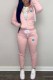Pink Casual Print Patchwork Hooded Collar Long Sleeve Two Pieces