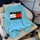 Baby Blue Casual Print Letter O Neck Tops