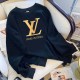 Black Casual Print Letter O Neck Tops