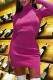Rose Red Casual Solid Patchwork Asymmetrical Turtleneck Pencil Skirt Dresses