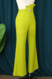 Rose Red Casual Solid Patchwork Regular High Waist Trousers