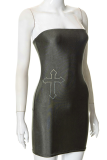 Gray Green Sexy Print Hot Drill Strapless Pencil Skirt Dresses