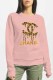 Pink Street Print Letter O Neck Tops