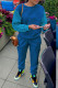Blue Casual Solid Patchwork O Neck Long Sleeve Two Pieces