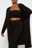 Caramel Colour Sexy Solid Patchwork Strapless Long Sleeve Two Pieces