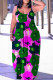Rose Red Green Sexy Casual Print Backless Spaghetti Strap Long Dress Plus Size Dresses