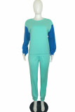 Yellow Casual Solid Patchwork O Neck Long Sleeve Two Pieces