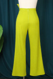 Rose Red Casual Solid Patchwork Regular High Waist Trousers
