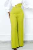 Rose Red Casual Solid Patchwork Regular High Waist Trousers