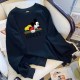 Black Casual Character Print Letter O Neck Tops