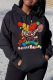 Black Casual Print Patchwork Basic Hooded Collar Tops