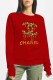 Red Street Print Letter O Neck Tops