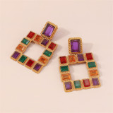 Multicolor Daily Party Geometric Patchwork Earrings