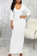 White Casual Solid Patchwork U Neck One Step Skirt Dresses