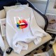 White Casual Print Letter O Neck Tops