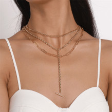 Gold Daily Party Simplicity Geometric Solid Chains Necklaces