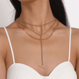 Silver Daily Party Simplicity Geometric Solid Chains Necklaces