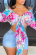 Colour Street Print Letter Turndown Collar Tops