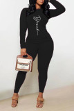 Pink Casual Print Patchwork O Neck Long Sleeve Two Pieces