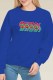Blue Street Print Letter O Neck Tops
