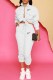 White Street Print Patchwork Mandarin Collar Long Sleeve Two Pieces