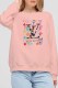 Pink Street Print Letter O Neck Tops