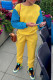 Yellow Casual Solid Patchwork O Neck Long Sleeve Two Pieces