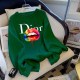 Green Casual Print Letter O Neck Tops