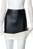 Black Sexy Street Solid Patchwork Asymmetrical Regular High Waist Pencil Patchwork Bottoms