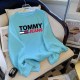Baby Blue Casual Print Letter O Neck Tops
