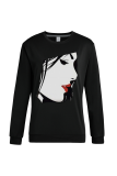 Black Street Daily Print Patchwork O Neck Tops